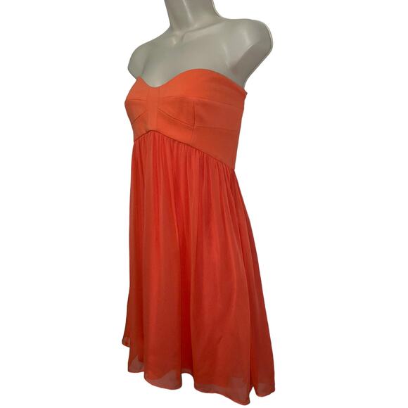 Diane von Furstenberg Asti Silk Chiffon Coral Sweetheart Strapless Dress Size 4 - Picture 5 of 11